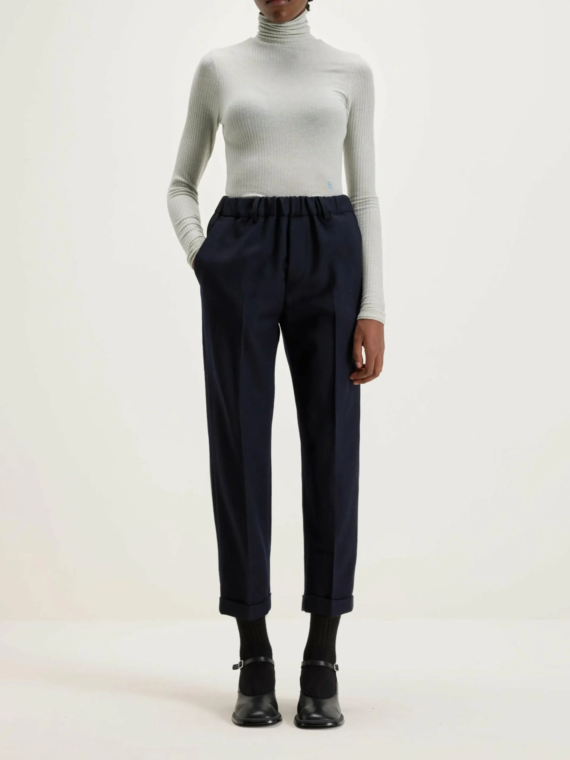 NICHOLSON & NICHOLSON Sand Boyfriend Broek Van Wol